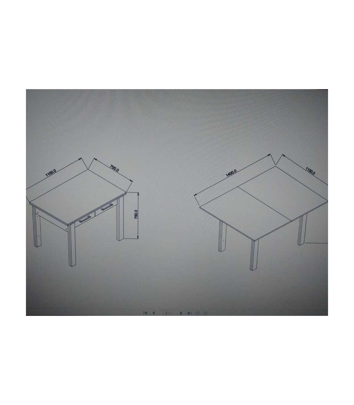 Mesa Para Cocina, Comedor Abatible 2 Cajones Md-bety Acabado Blanco/gris, 110/140cm(ancho)_4