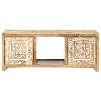 Mesa De Centro De Madera Maciza De Mango 90x50x35 Cm_0
