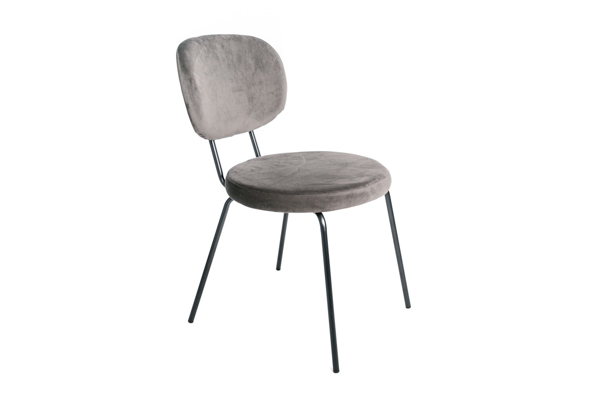 Juego De 4 Sillas De Comedor De Terciopelo Gris Con Patas De Metal Industrial 44x58x80cm- Muebles De Comedor_0