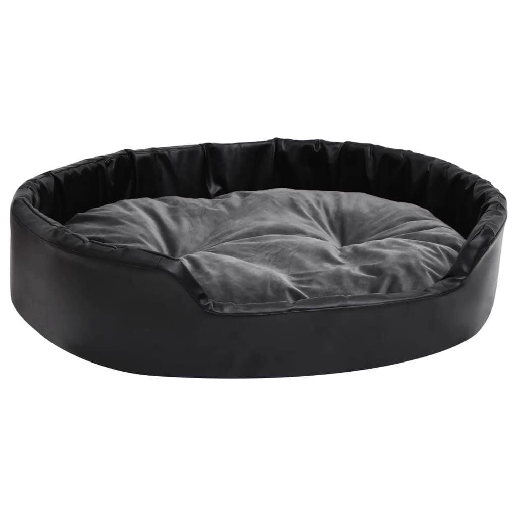 Vidaxl Cama De Perros Felpa Y Cuero Sintético Gris Oscuro 90x79x20 Cm_0