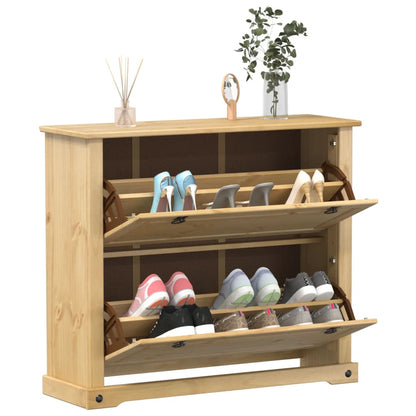 Mueble Zapatero Corona Madera Maciza De Pino 99x32x85 Cm / Vetonek_1