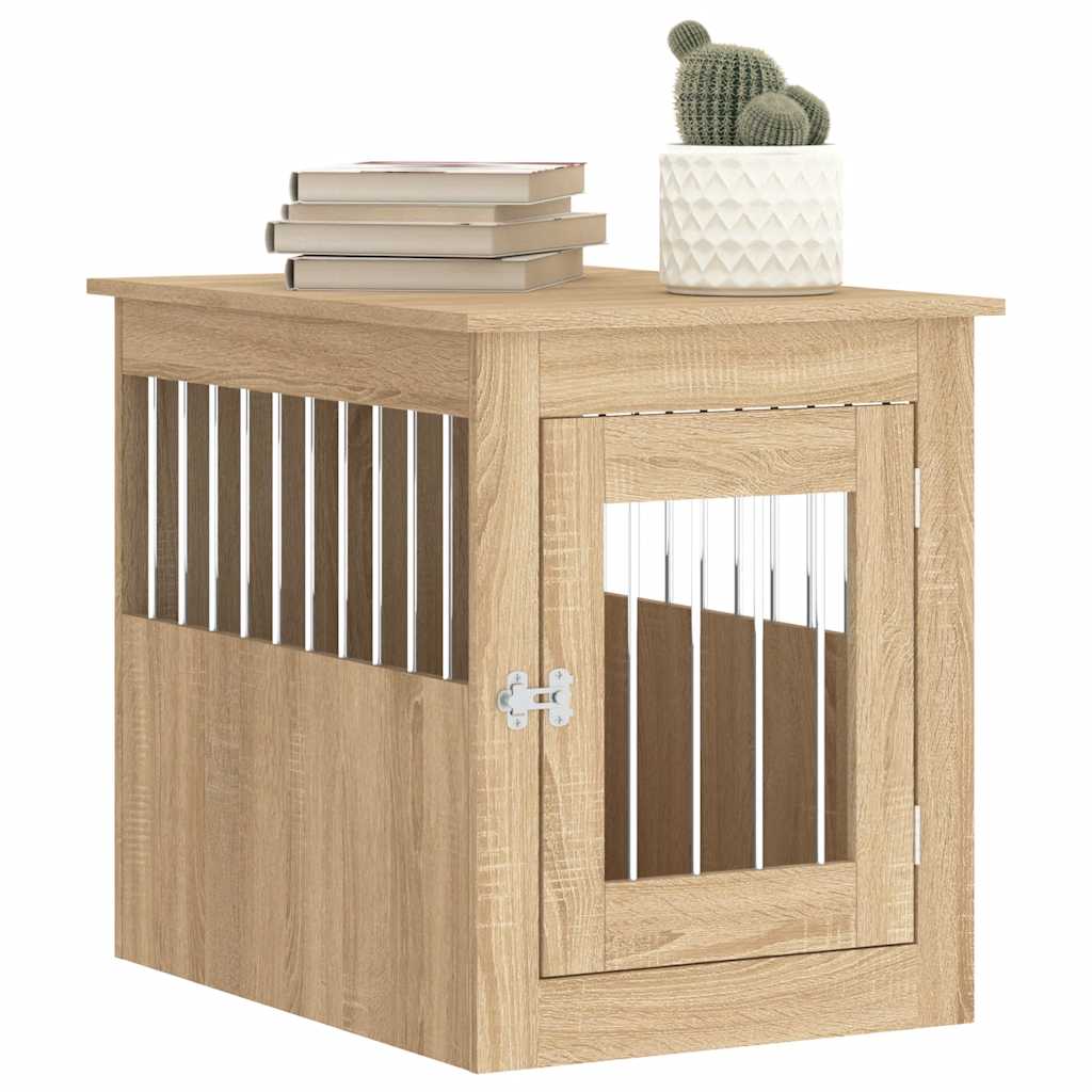 Jaula Para Perros Madera De Ingeniería Roble Sonoma 55x75x65 Cm_3