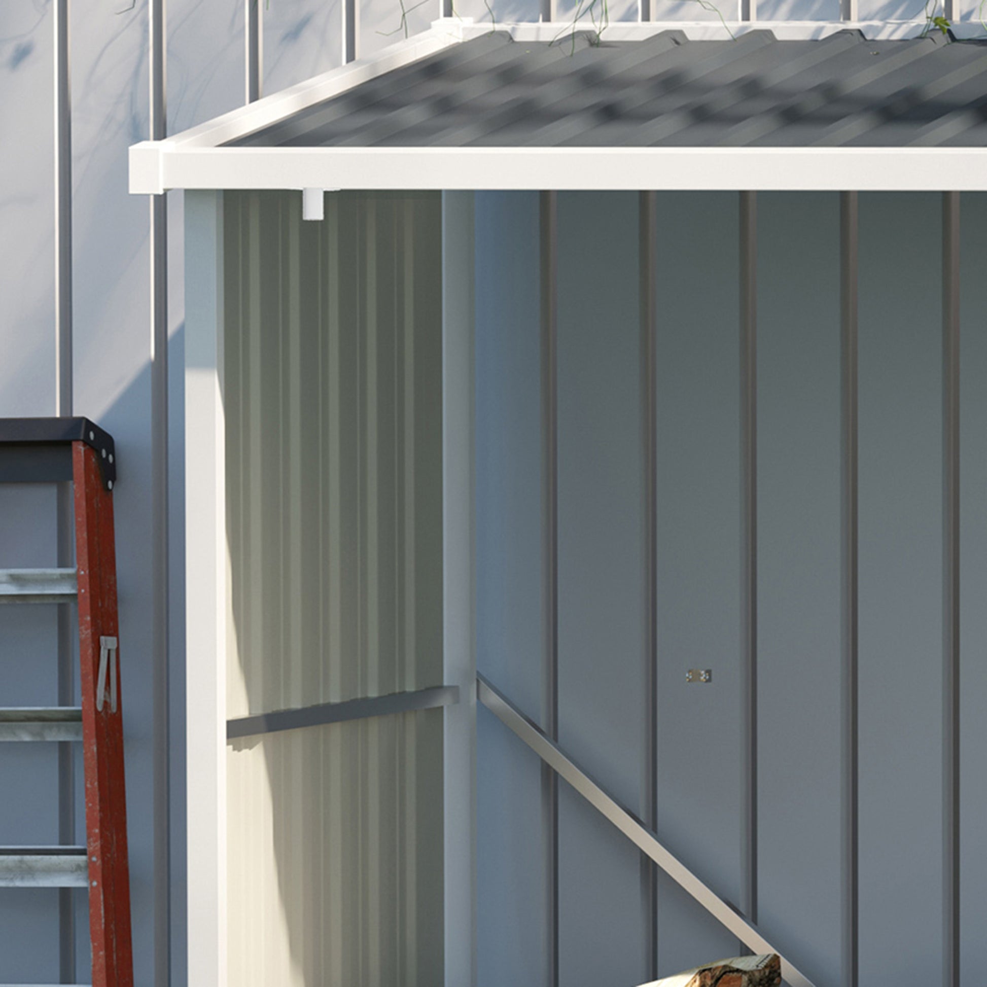 Outsunny Casetilla Para Leña De Jardín Acero Galvanizado 185x84x133,5/148,5 Cm_3
