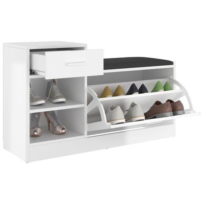 Vidaxl Banco Zapatero Madera De Ingeniería Blanco Brillo 94,5x31x57 Cm_4