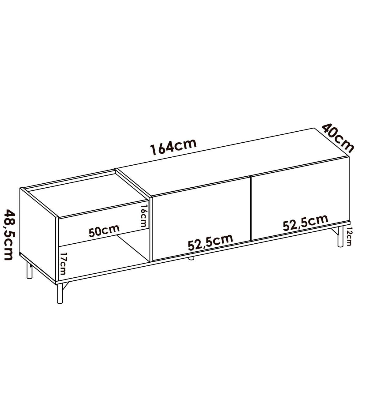 Mueble De Televisión Duna En Nordic Grafito 48,6 Cm(alto)164 Cm(ancho)39,3 Cm(largo)_2