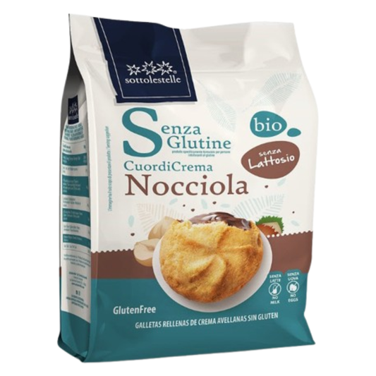 Bolacha recheada com creme de avelã e chocolate sem glúten Sottolestelle 200g