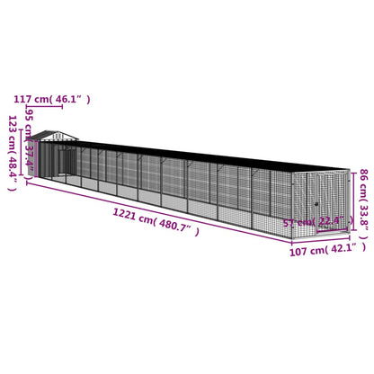 Vidaxl Gallinero Y Corral Acero Galvanizado Gris Claro 117x1221x123 Cm_2