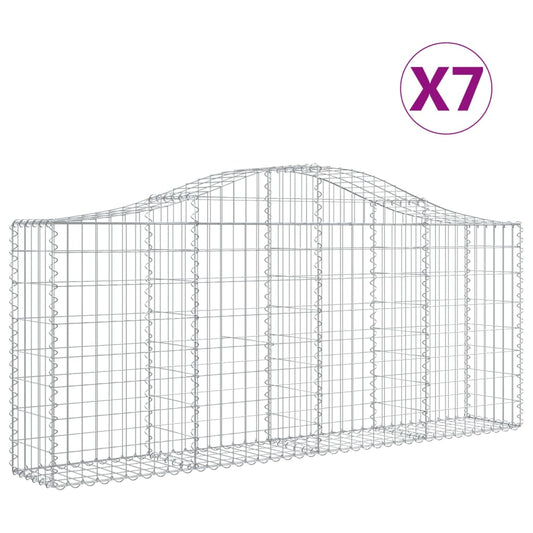 Cestas De Gaviones 7 Uds Forma De Arco Hierro 200x30x80/100 Cm_0