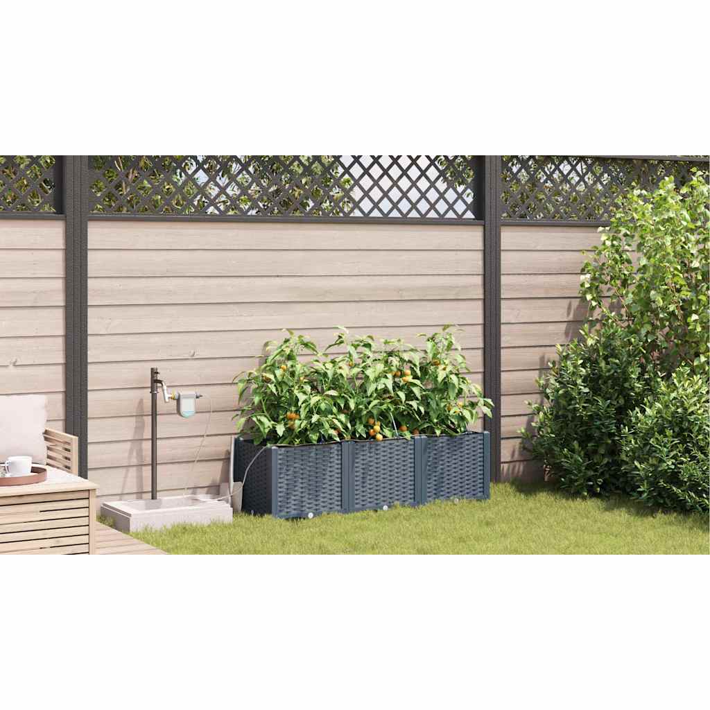 Macetero De Jardín 3 Uds. Gris Claro 120 X 40 X 37,5 Cm Pp_3