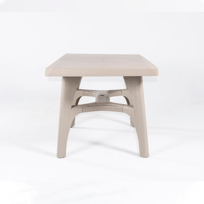 Mesa Terraza Rectangular De 140x80x73 Cm, Rectangular, Resina, Color Arena_3