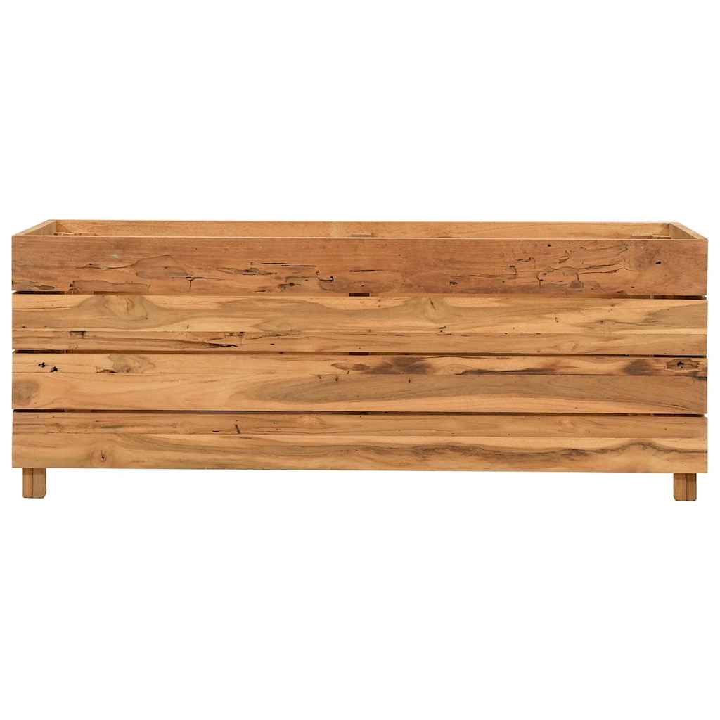 Arriate Elevado Madera De Teca Reciclada Y Acero 100x40x38 Cm_2