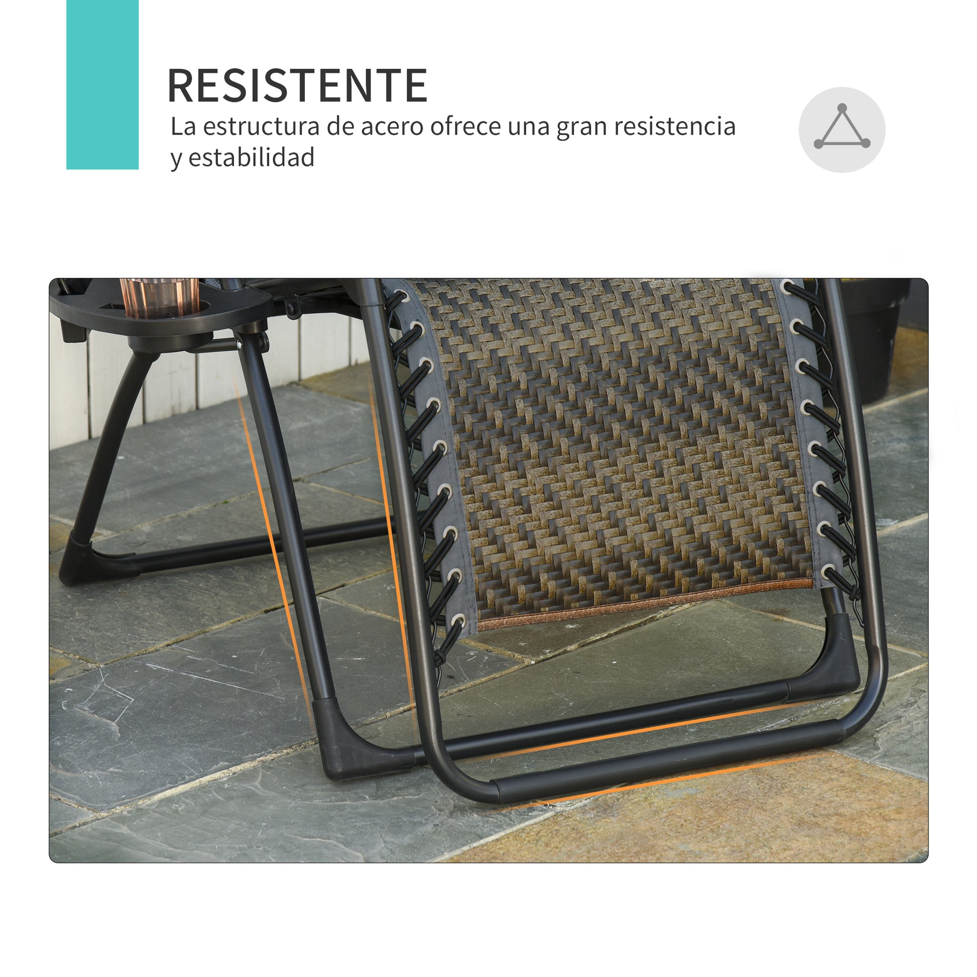 Outsunny Tumbona Plegable De Ratán Con Respaldo Ajustable Reposacabezas_5