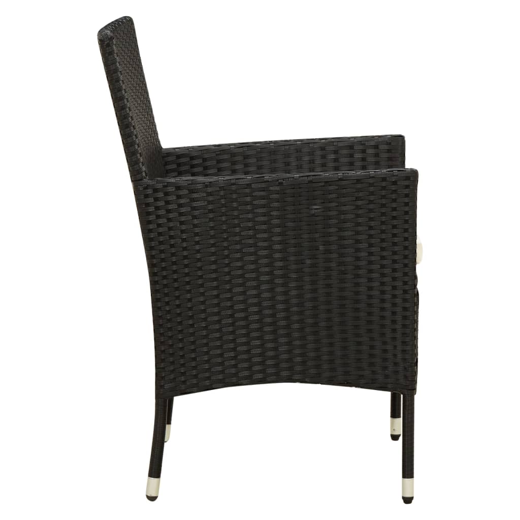 Juego De Comedor Exterior 3 Pzas Con Cojines Ratán Negro / Vetonek_1
