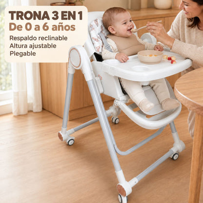 Trona Blanca Evolutiva 3 En 1, Plegable Y Portátil, Reposapiés, Respaldo Y Bandeja Bathby_1