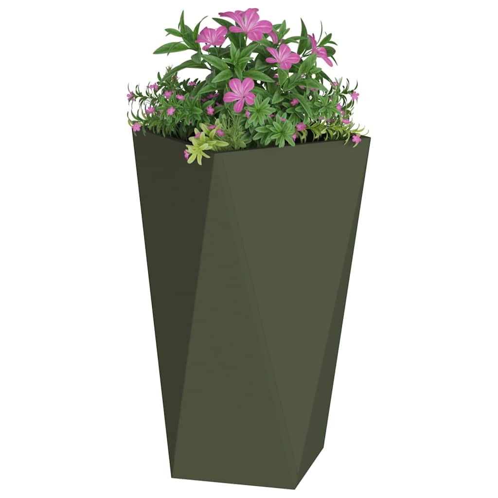 Jardinera 2 Uds. Verde Oliva 40 X 40 X 75 Cm Acero_2