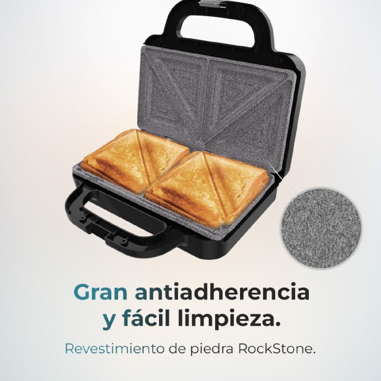 Cecotec Sandwichera Rock'ntoast Deep Classic, 1000 W, Mayor Amplitud, Placa Triangulares, Tostado Uniforme, Revestimiento Rockstone, Capacidad 2 Sán_2