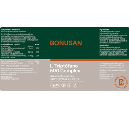 Bonusan L-Triptofano 500 mg mais 60 cápsulas