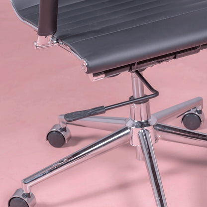 Silla De Escritorio Con Respaldo Bajo En Polipiel Y Reclinable - Alu_4