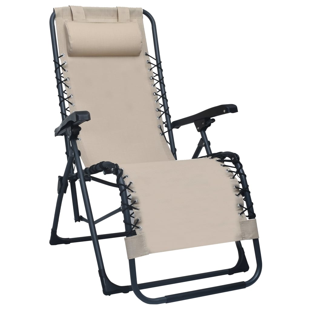 Tumbona Plegable De Textilene Color Crema_0