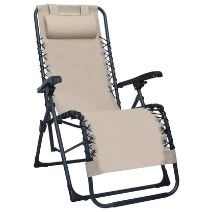Tumbona Plegable De Textilene Color Crema_0