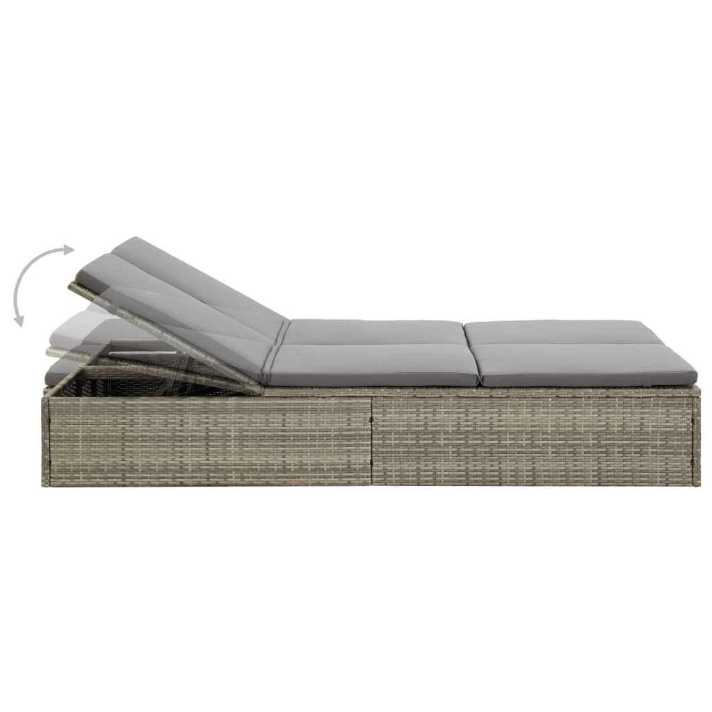 Vidaxl Tumbona Convertible Con Cojín De Ratán Sintético Gris_3