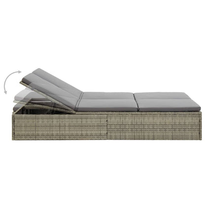 Vidaxl Tumbona Convertible Con Cojín De Ratán Sintético Gris_3