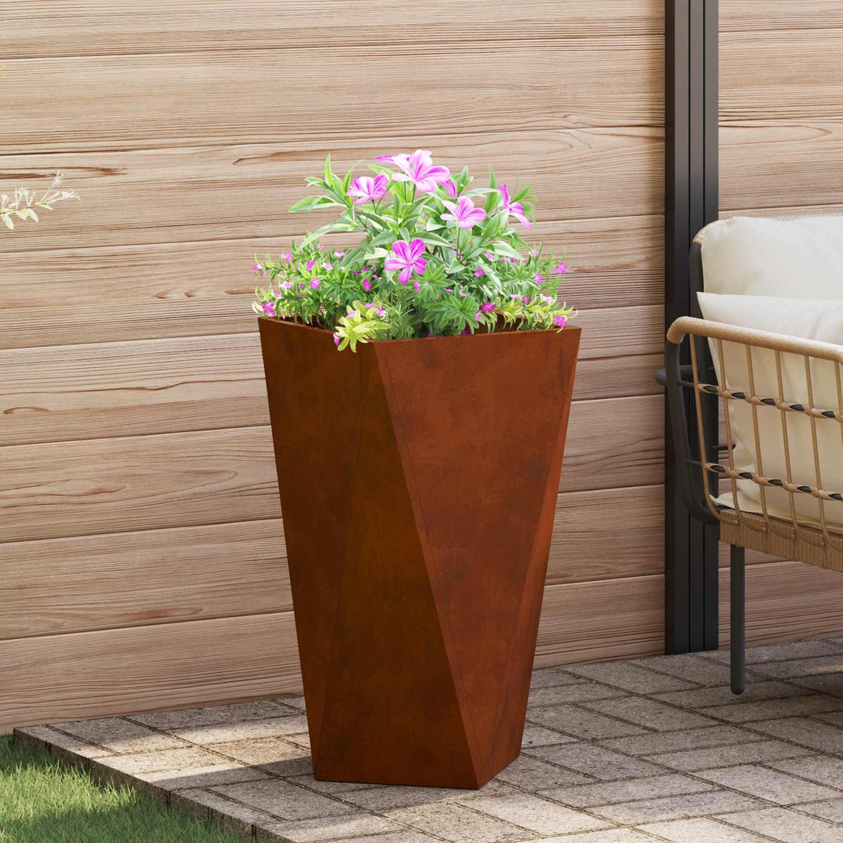 Jardinera 2 Uds. Oxidado 40 X 40 X 75 Cm Acero Autopatinable_3