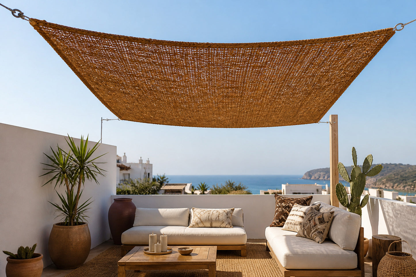 Toldo Vela Coco Natural 2x3 M 60% Ocultación Para Jardín Terraza Pérgola_4