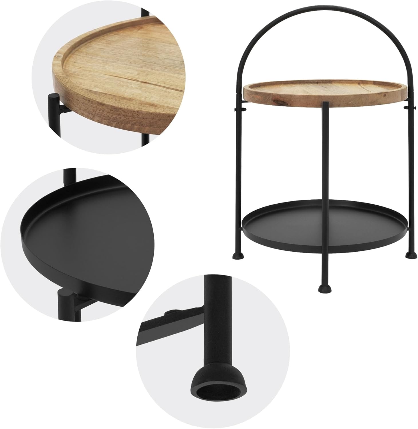 Well Home Mesa Auxiliar Con Dos Bandejas Color Negro Ø39x55cm_2