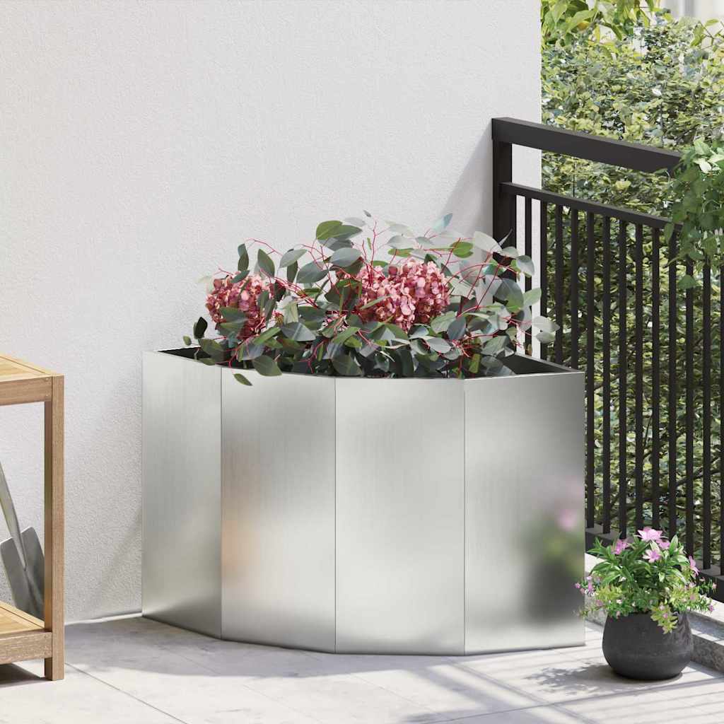 Macetero De Esquina Plateado 60 X 60 X 50 Cm Acero Galvanizado_1