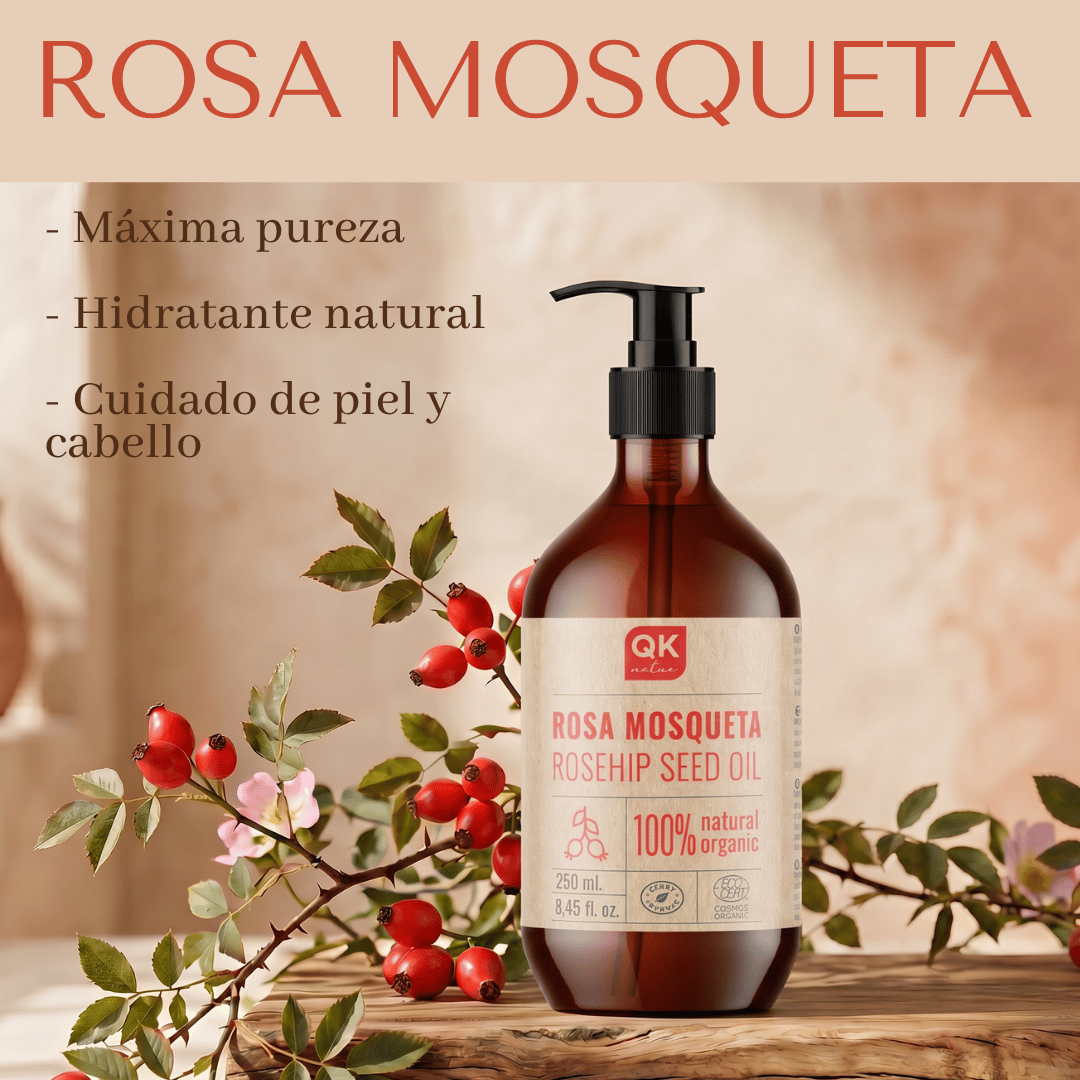 QKnatur - Aceite De Rosa Mosqueta Orgánico 250 ml - Para Cicatrices Y Estrías - Cara Y Cuerpo - Antiarrugas Y Antiedad_2
