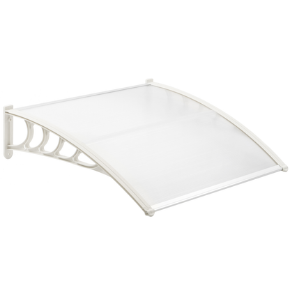 Tejadillo De Protección 150x75 Cm Transparente. Marquesina Para Puertas Y Ventanas Con Soporte Blanco_0
