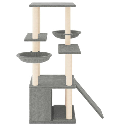 Vidaxl Rascador Para Gatos Con Postes De Sisal Gris Claro 133 Cm_3