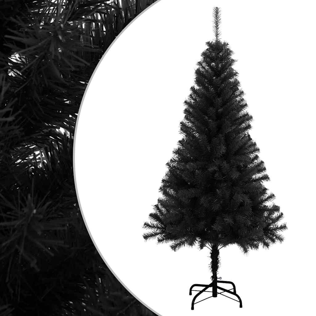 Vidaxl Árbol De Navidad Artificial Con Soporte Pvc Negro 150 Cm_0