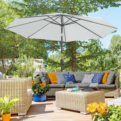 Outsunny Sombrilla De Jardín Ø295x250 Cm Con Manivela E Inclinación Blanco_1