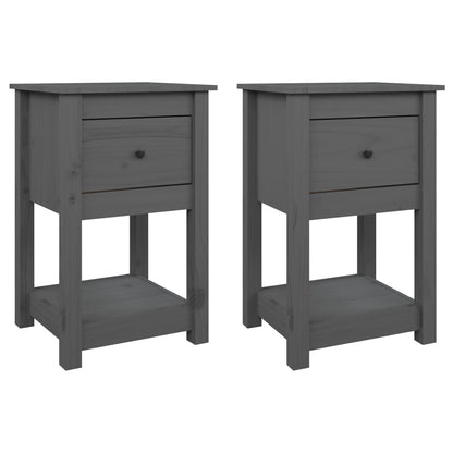 Mesitas De Noche 2 Uds Madera Maciza De Pino Gris 40x35x61,5 Cm_1