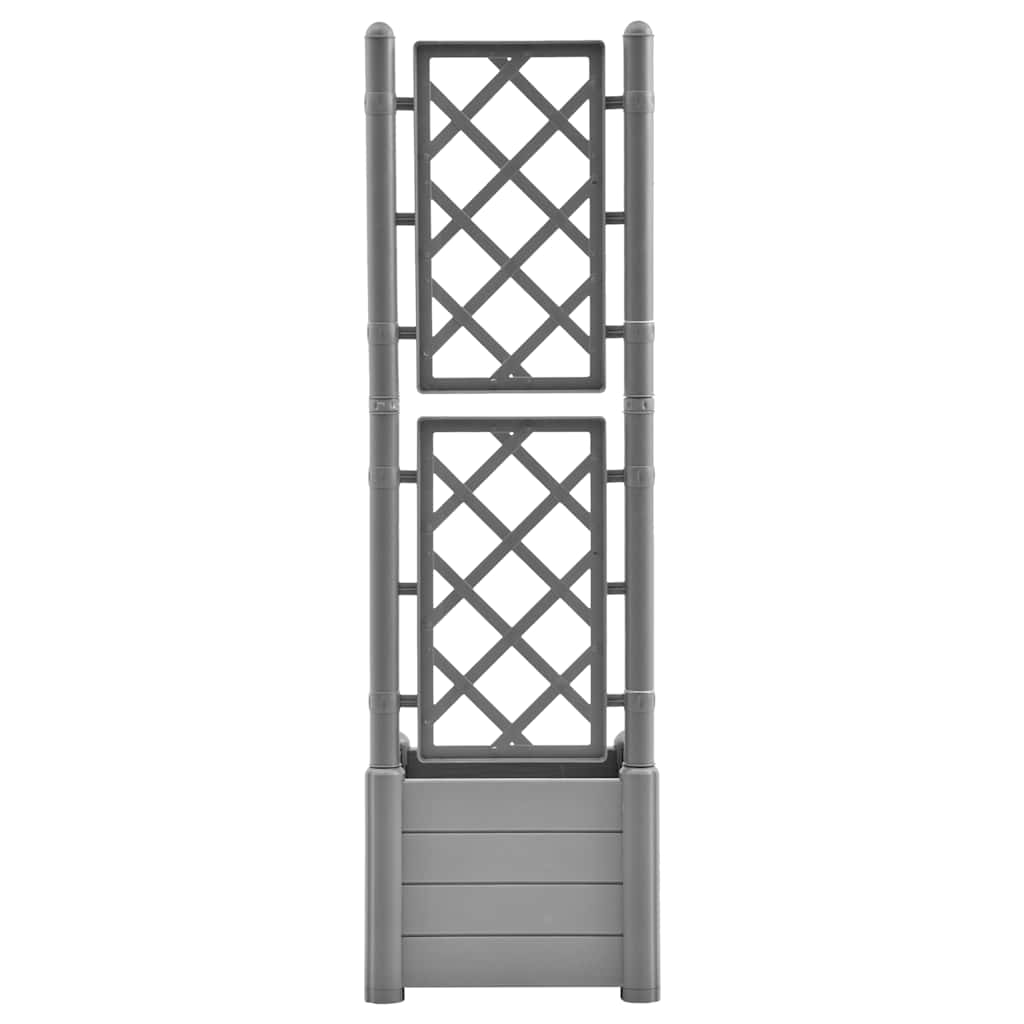 Jardinera Con Enrejado Pp Gris Piedra 43x43x142 Cm_3