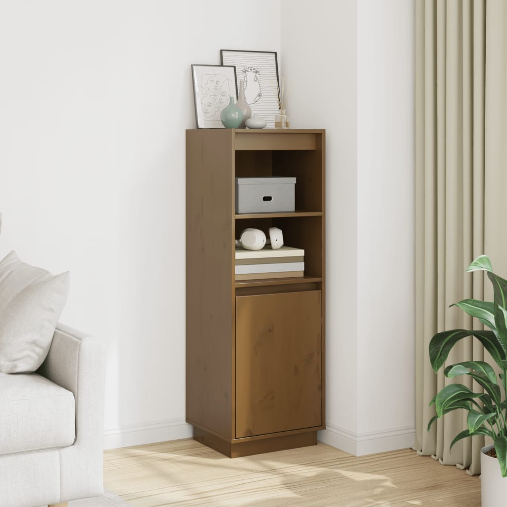 Aparador Alto De Madera Maciza De Pino Marrón Miel 37x34x110 Cm / Vetonek_1