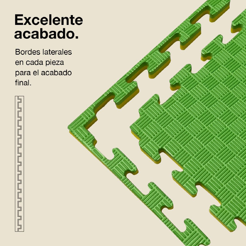 Jowy Tatami Puzzle 2,5cm 100x100cm – Superficie 5 Líneas Amarillo/verde_2