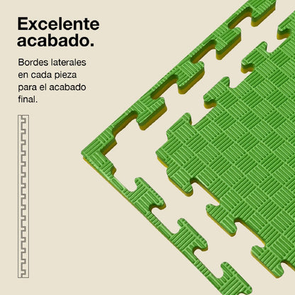 Jowy Tatami Puzzle 2,5cm 100x100cm – Superficie 5 Líneas Amarillo/verde_2