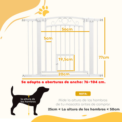 Pawhut Barrera De Seguridad Para Perros Con Ancho Ajustable 76-104 Cm Blanco_2