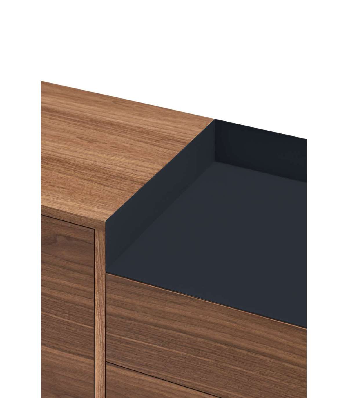 Mueble Aparador Para Comedor Modelo Valley 2 Puertas 3 Cajones Acabado Nogal/azul, 45cm(an_3