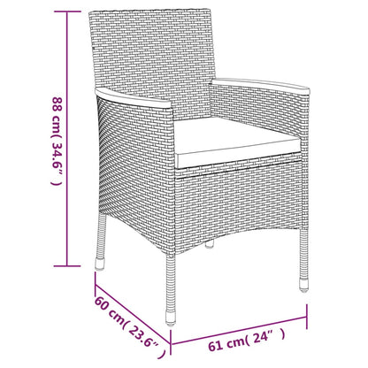 Vidaxl Set De Comedor De Jardín 7 Pzas Y Cojines Ratán Sintético Negro_2