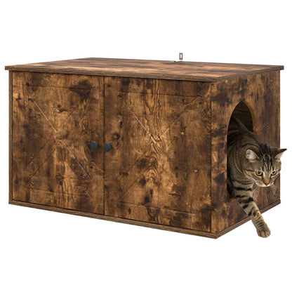 Casa Para Gatos Roble Ahumado 85 X 55 X 50 Cm_2