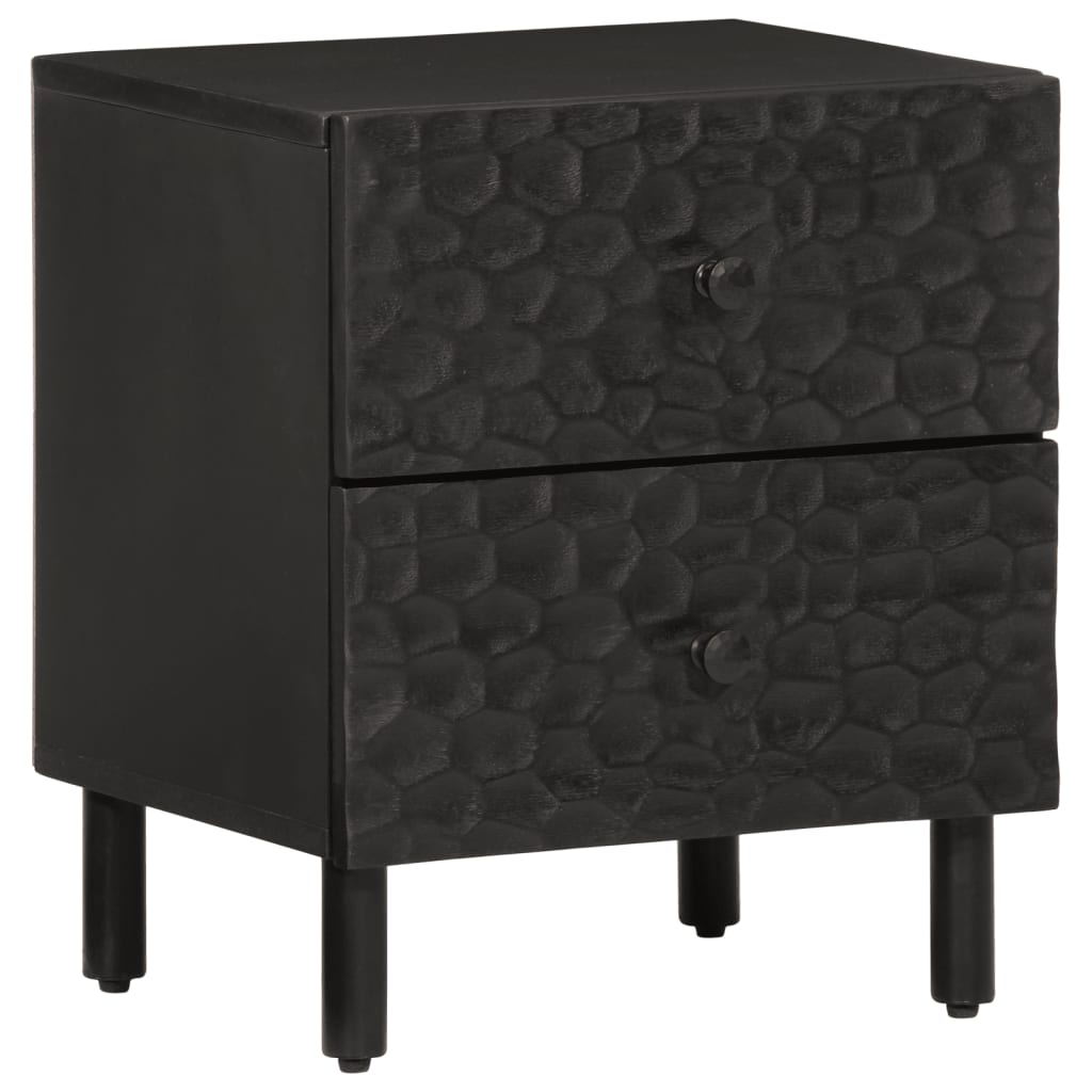 Mesitas De Noche 2 Uds Madera Maciza De Mango Negro 40x33x46 Cm_0
