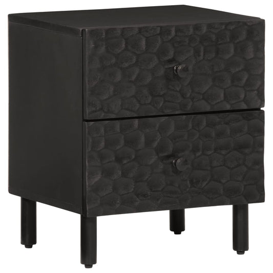 Mesitas De Noche 2 Uds Madera Maciza De Mango Negro 40x33x46 Cm_0