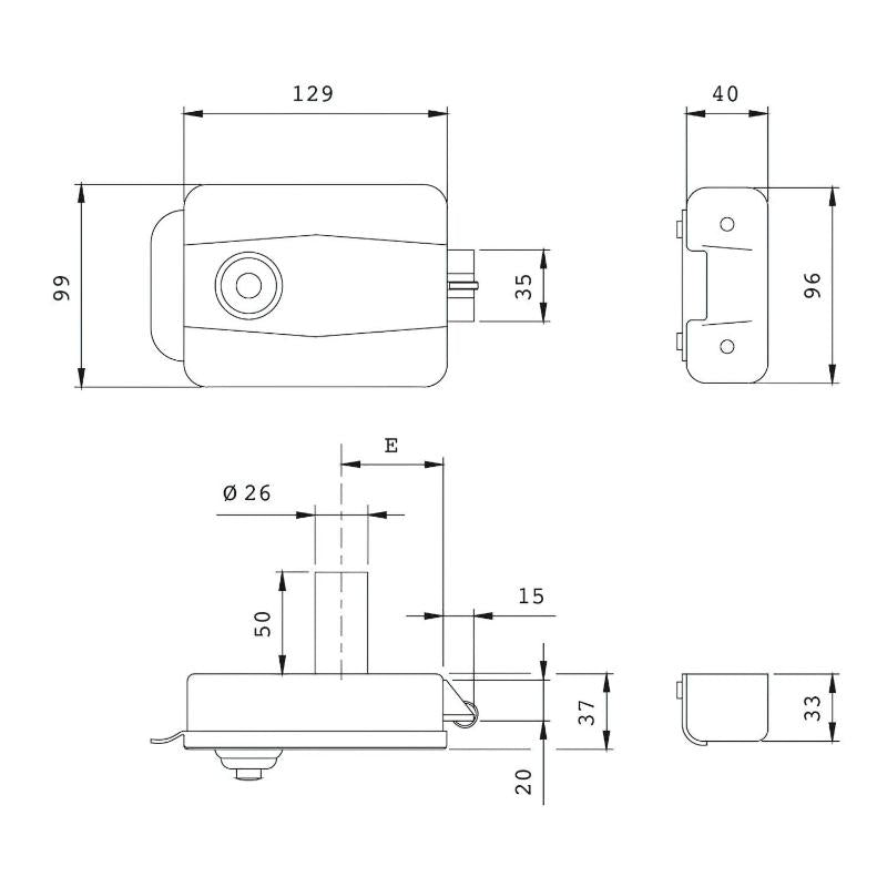 Cerradura Iseo 510-60 Mm.eléctrica Con Pulsador