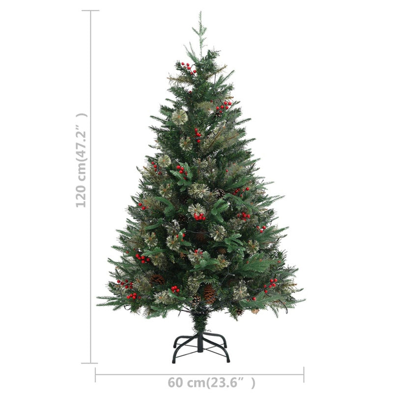 Vidaxl Árbol De Navidad Con Luces Y Piñas Pvc Con Pe Verde 120 Cm_2