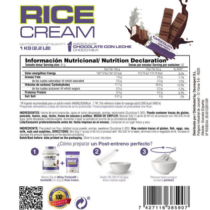 Rice Cream (crema De Arroz Pregelatinizada) - 1kg - Chocolate Con Leche - Fuente De Carbohidratos De Buen - Masmusculo S_5