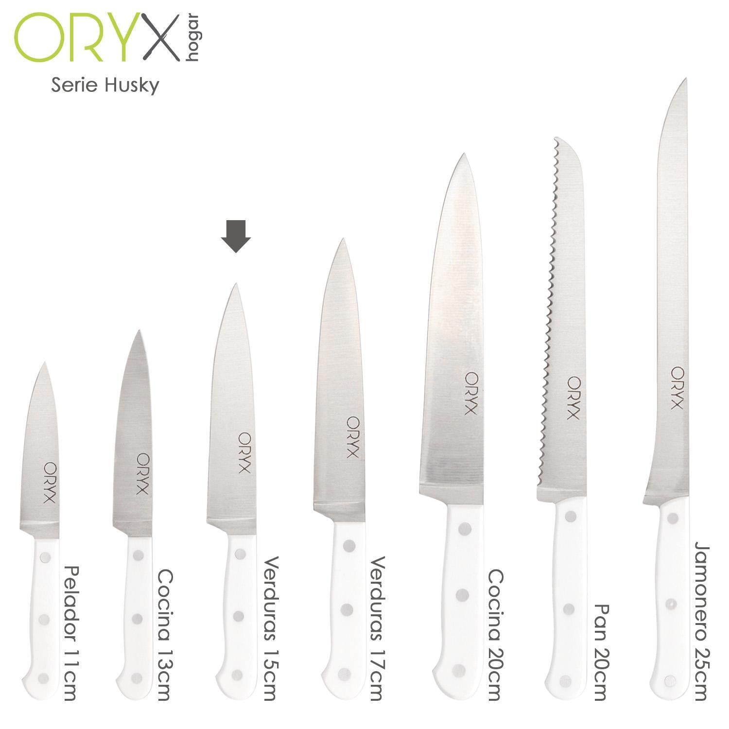 Cuchillo Husky Verduras 15 Cm. Hoja Acero Inoxidable, Cuchillo Verduras, Cuchillo Cortar Verduras Mango Ergonomico Blanco